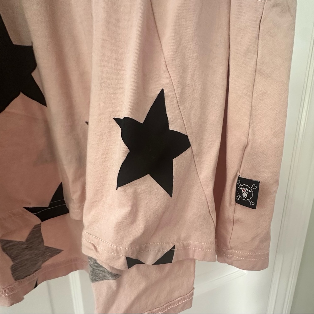 NEW! nununu 360 dress Pink Black Star Long Sleeve Thumbs Pockets A Line Swing - Picture 4 of 9